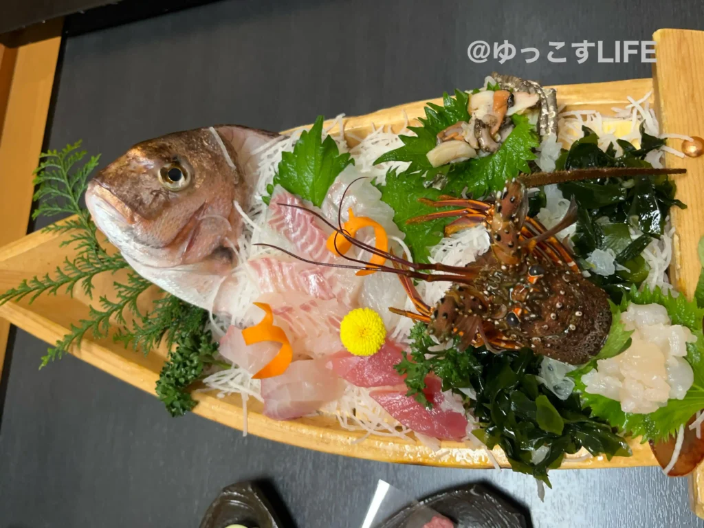 味の宿みち潮の夕食の舟盛り